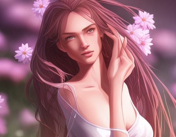 Detailed Portrait of Girl with Long Hair