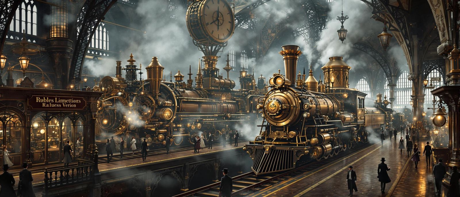 Victorian Era Railway Station in Golden Light