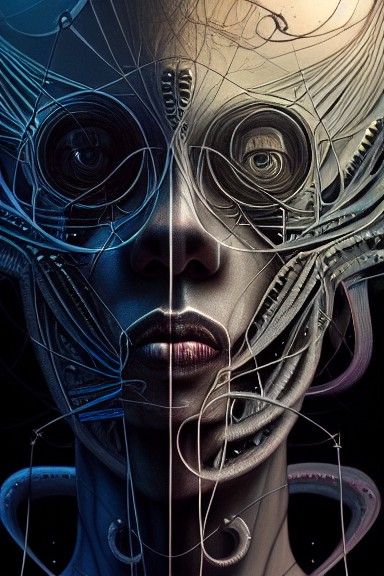 Multi-Faced Oracle Prophecy in Gothic Noir Style