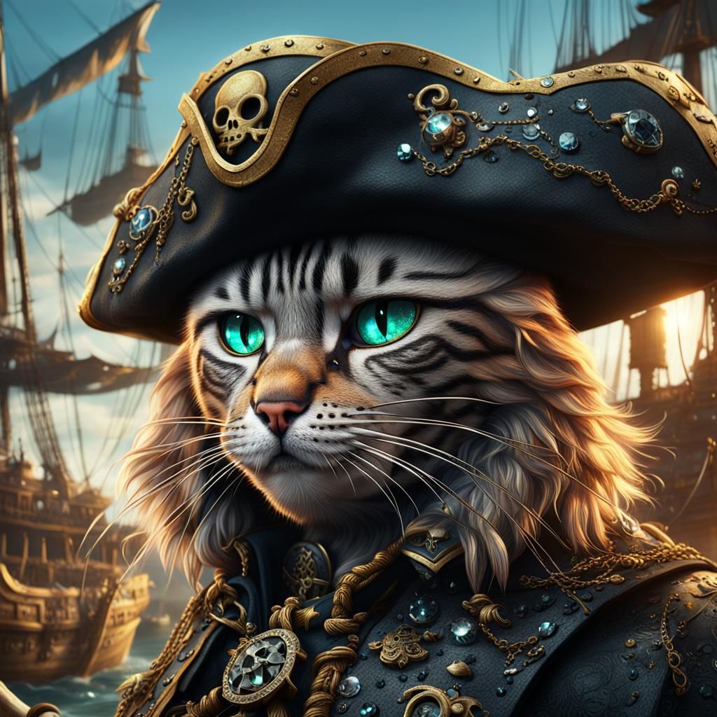 Diamond-Encrusted Pirate Cat Concept Art