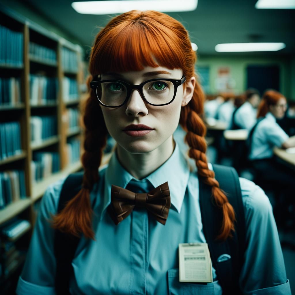 Cinematic Film Still: Ginger Girl in School Dress