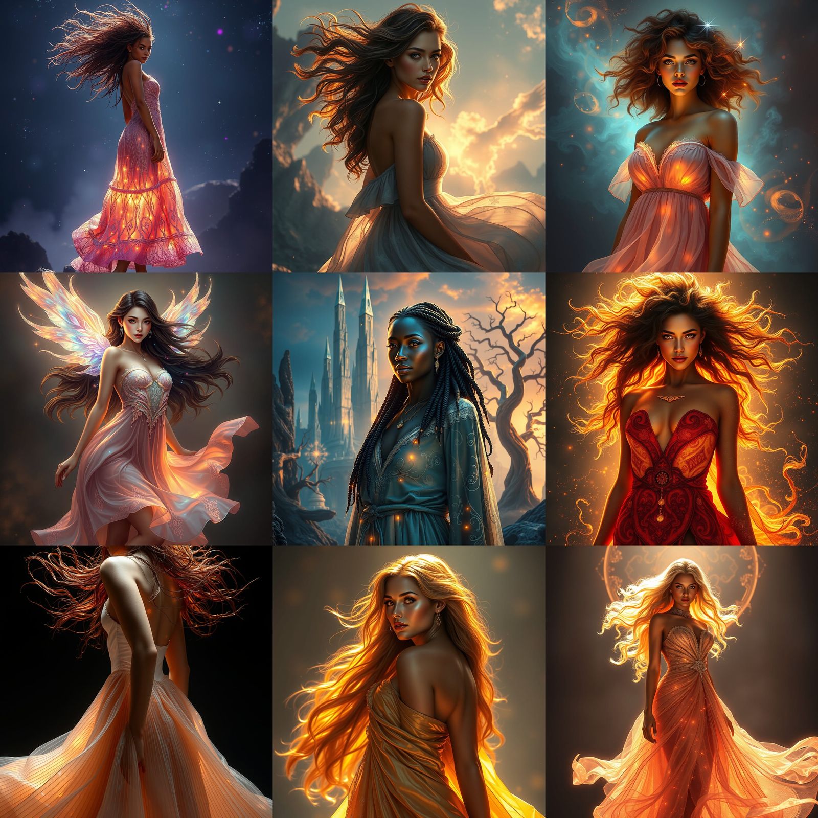 Bronze Woman with Glowing Hair: Fantasy Concept Art