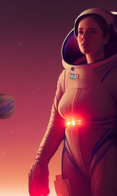 Glowing Woman in Spacesuit, Hyperdetailed Digital Portrait