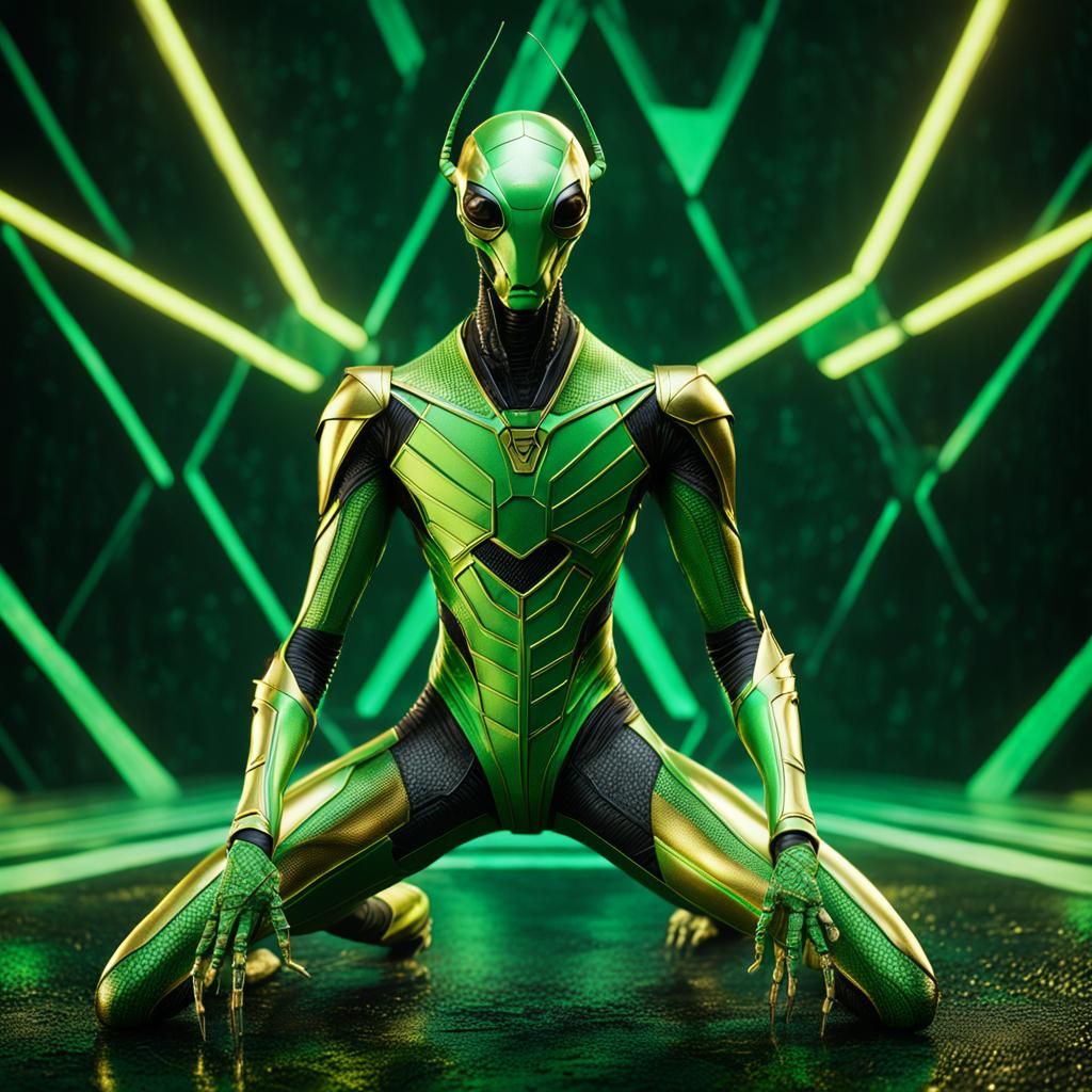 Futuristic Metallic Mantis in Sci-Fi Concept Art