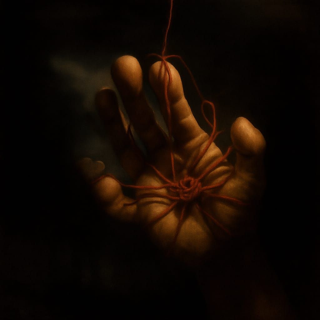 Hand Holding Tangled Thread Problem Spotlighted