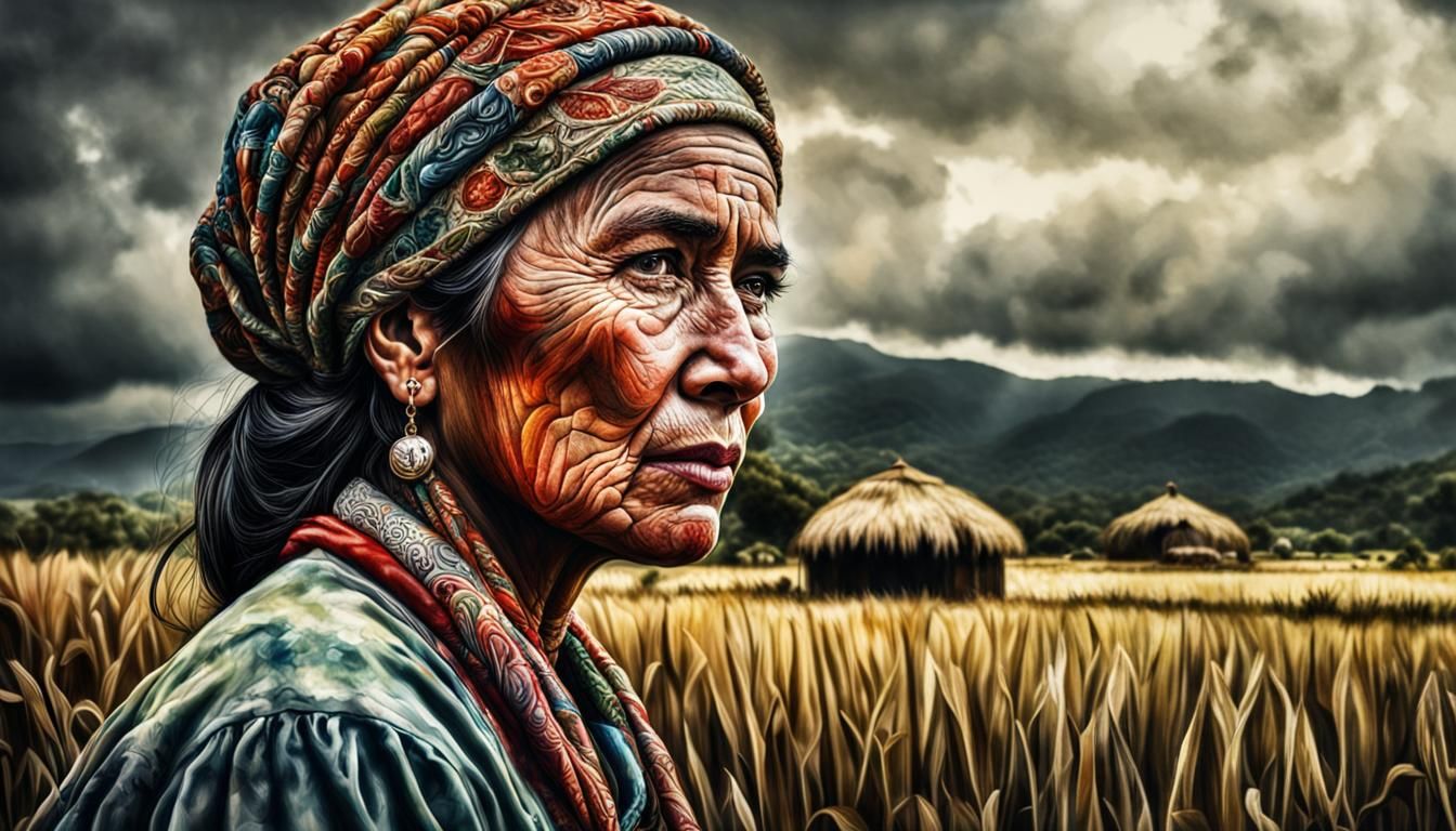 Colombian Woman in Watercolor Wash Technique