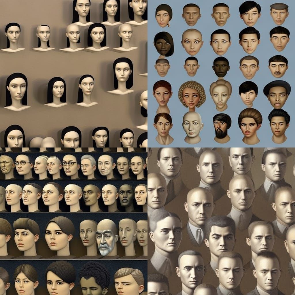 Detailed Oil Painting of Many Diverse Faces