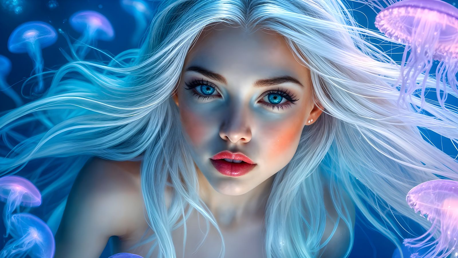 Ethereal Mermaid Goddess in Underwater Paradise