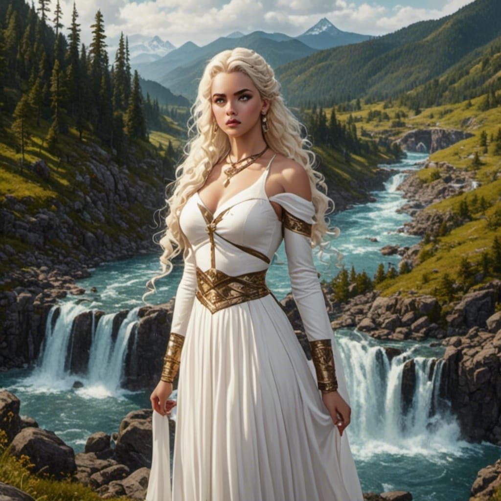 Viking White Queen Overlooking Wild River