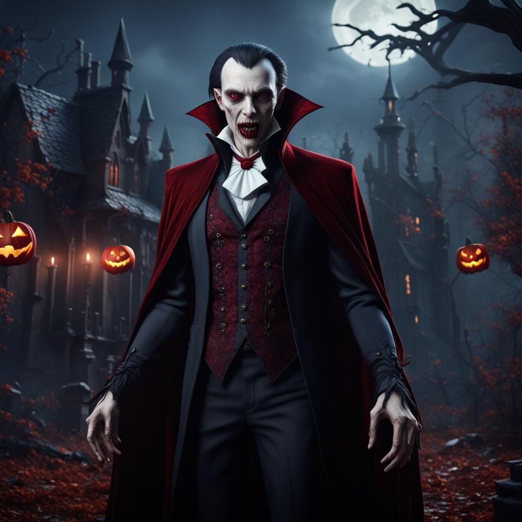 Detailed Halloween Vampire Fantasy Concept Art
