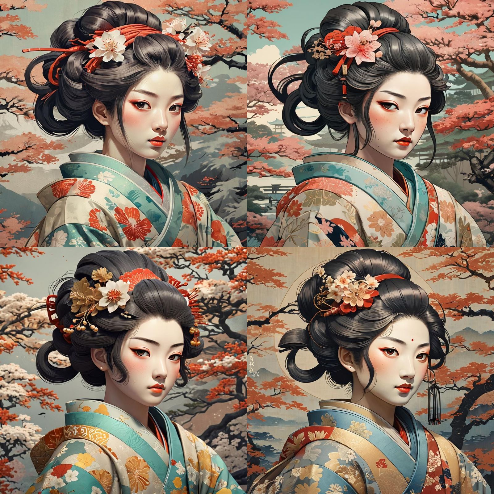 Samurai Portrait in Ukiyo-e Anime Style