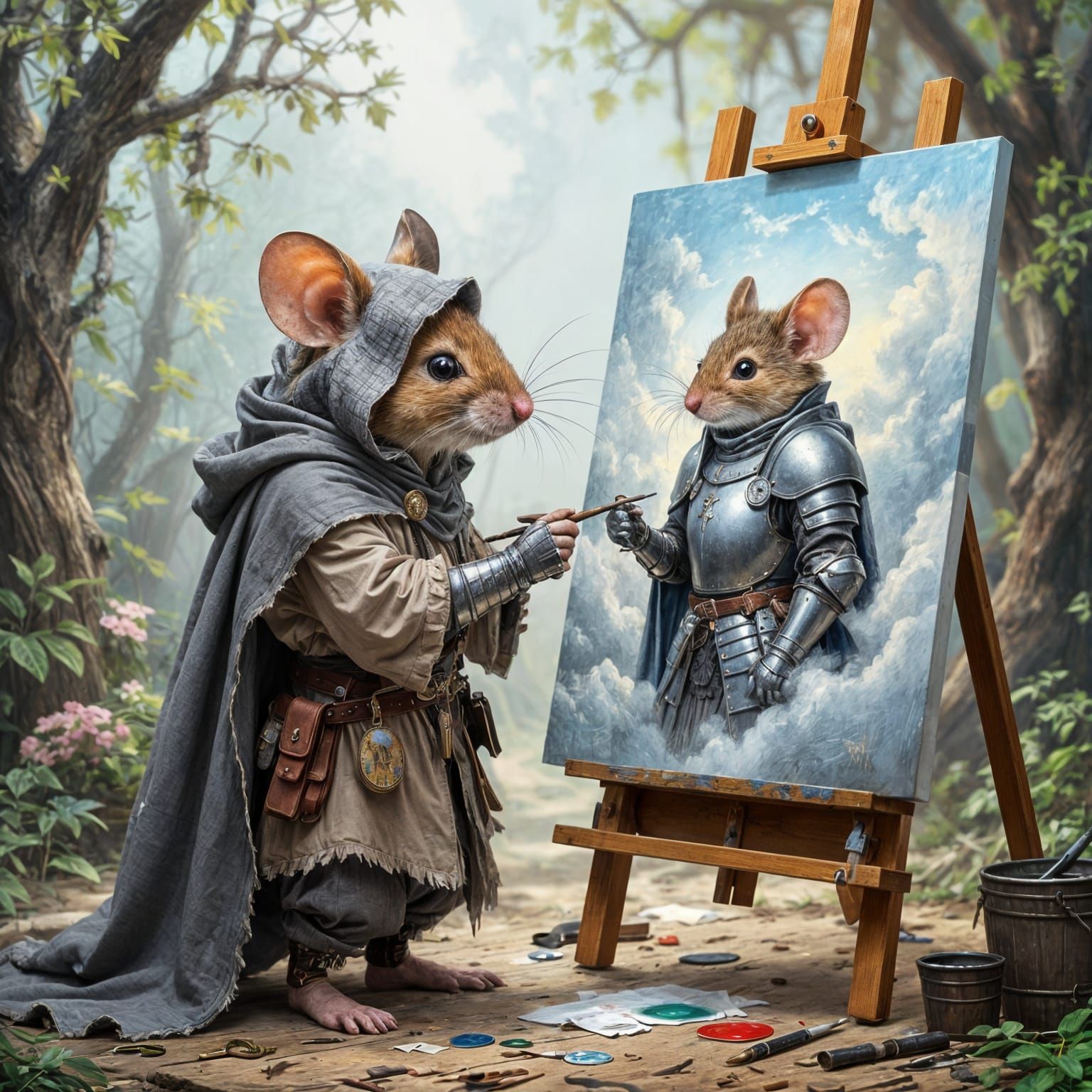 Mouse Knight Self-Portrait: Ethereal Fantasy Art