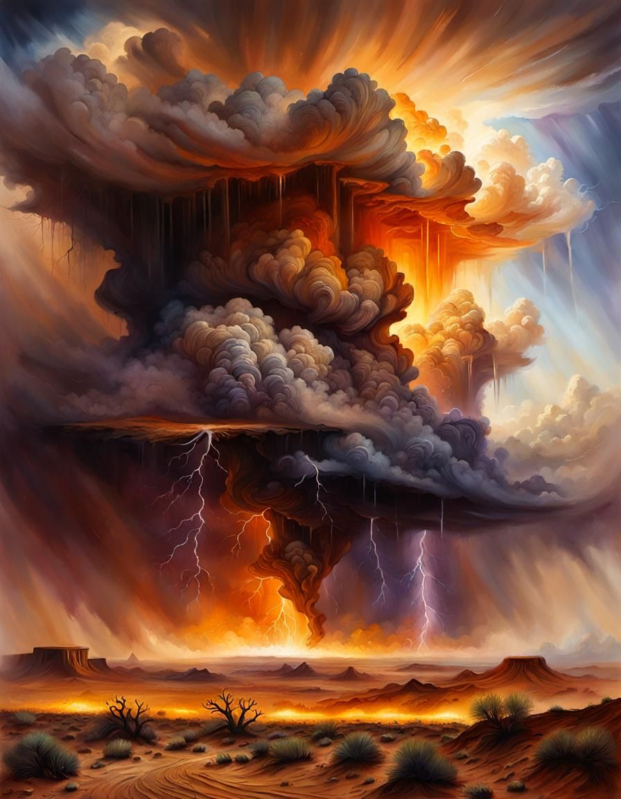 Electric Sandstorm in a Desolate Desert Canyon