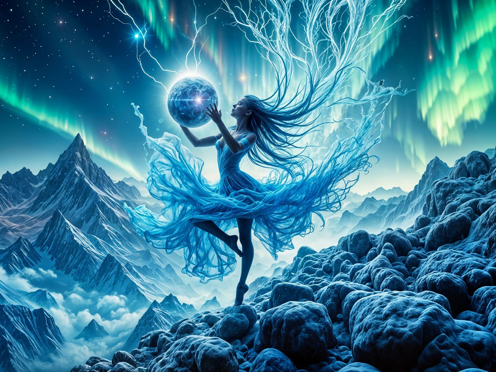 Dancing Woman on Mountain in Don Macana Style