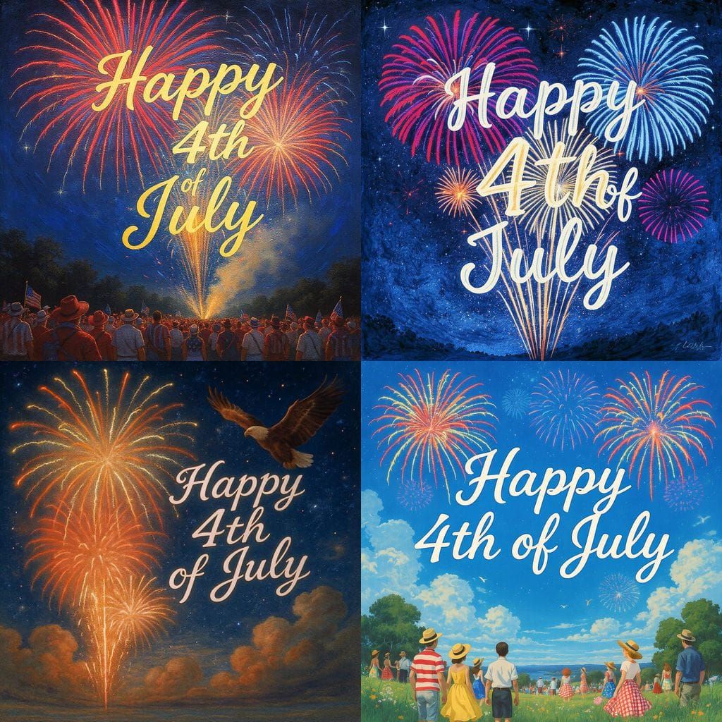 Fourth of July Celebration with Fireworks Message