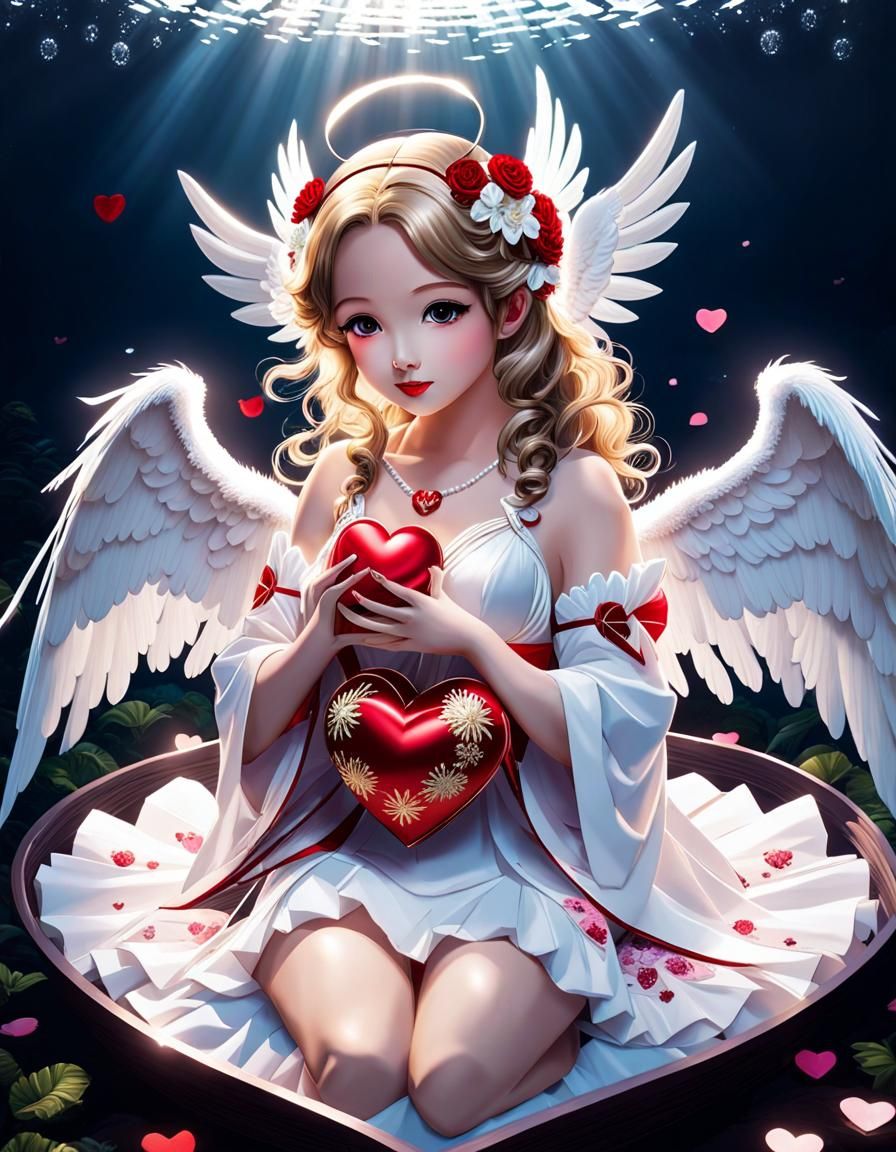 Valentine Cupid in Japanese Fashion, Radiant Light