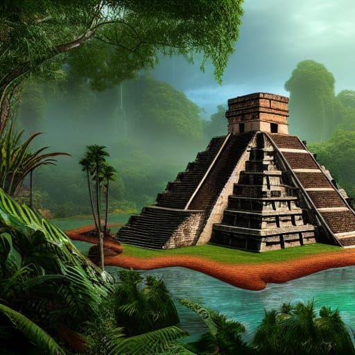 Mayan Temple in Jungle Concept Art