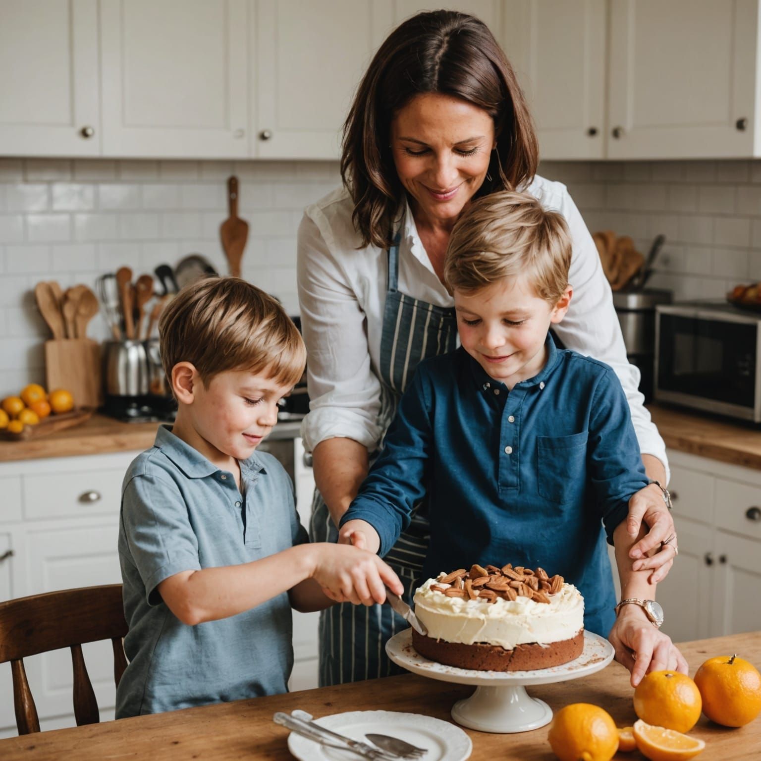Family Baking Cake in Kitchen