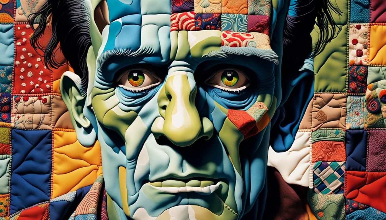 Frankenstein's Monster: Surreal Patchwork Portrait in Collag...