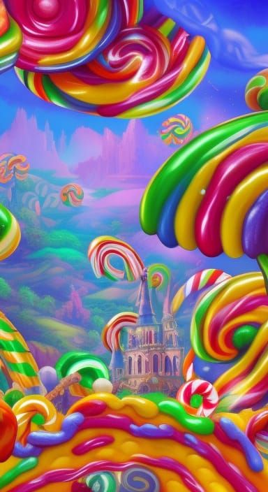 Colorful Candyland Concept Art in Postmodern Style