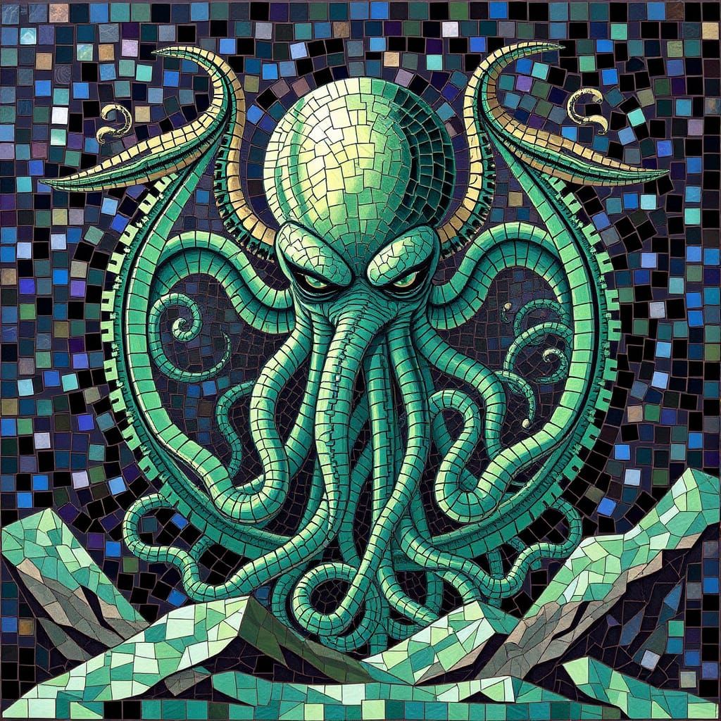 Ancient, Tentacled God in Mosaic Form
