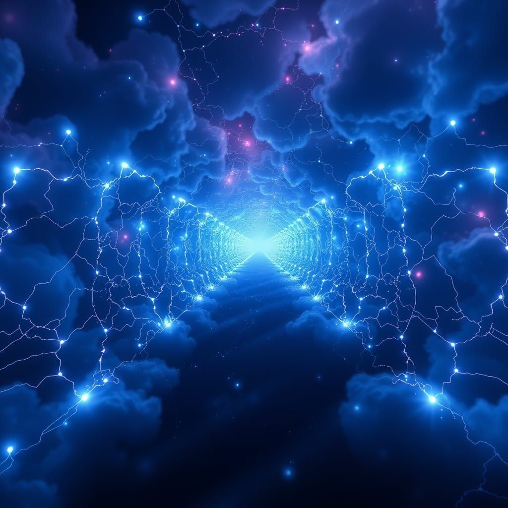 Endless Corridor Vanishing into Event Horizon with Molecular...