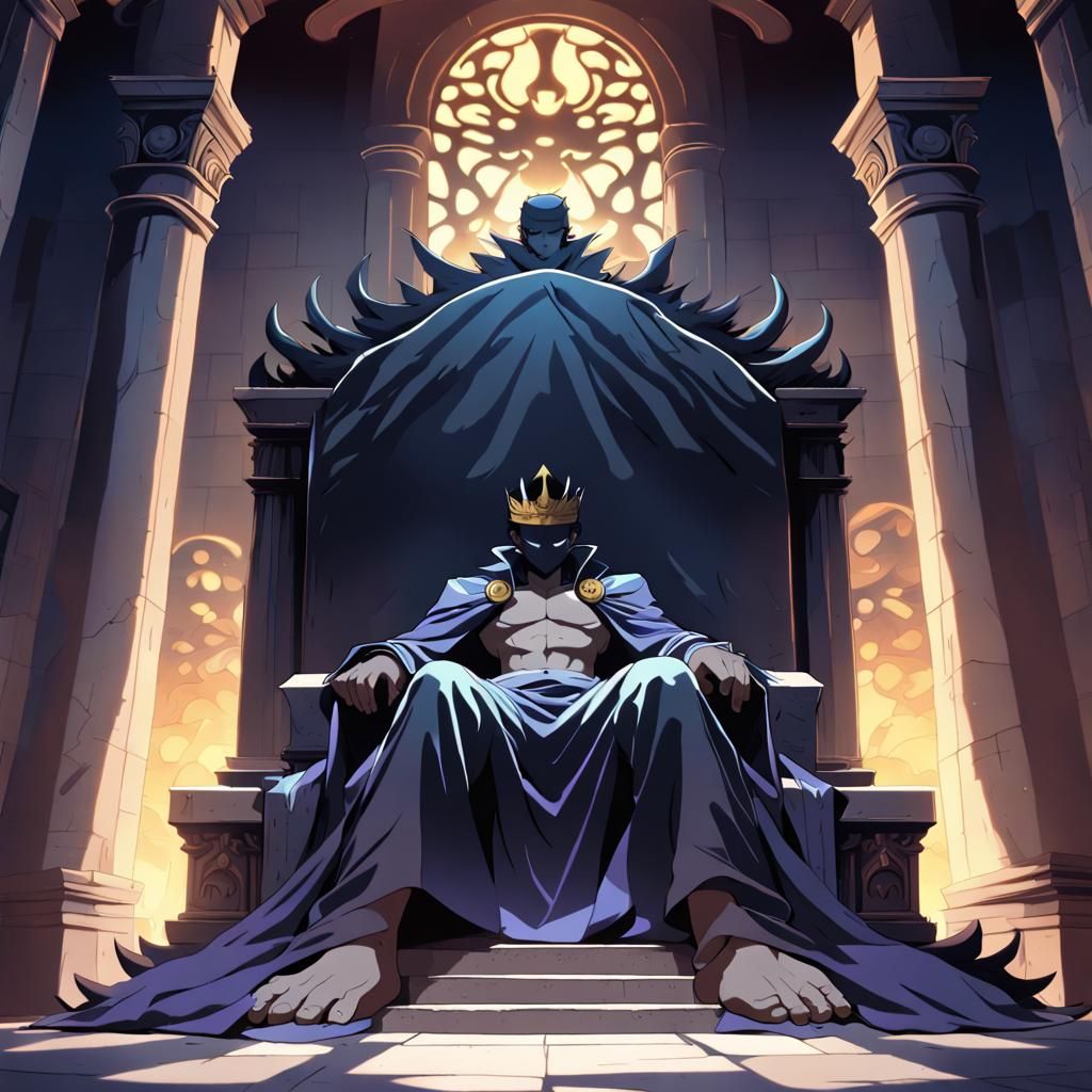 Shadow King Awakens: Cel-Shaded Anime Art