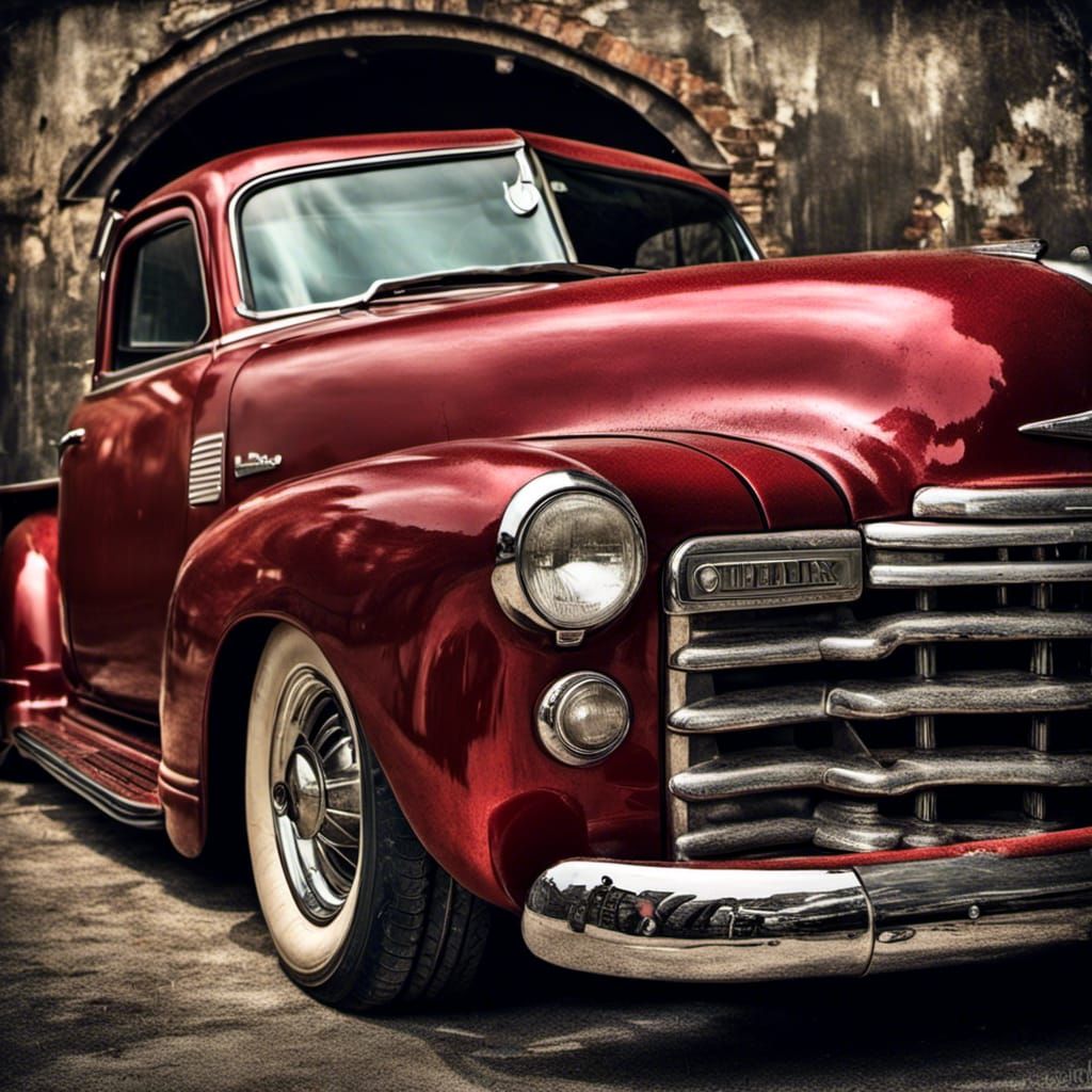 Vintage Red 1949 Chevrolet Pickup Truck