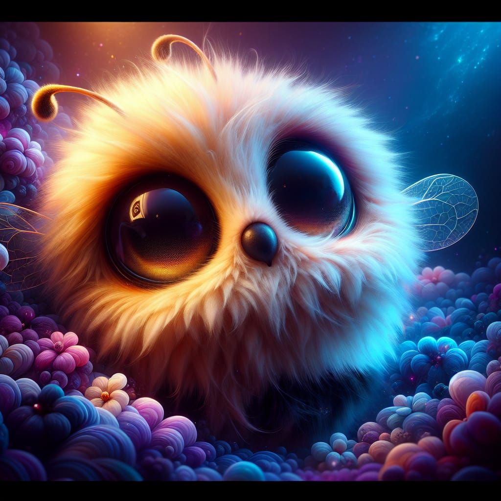 Whimsical Honey Bee Caricature in Dark Fantasy Style