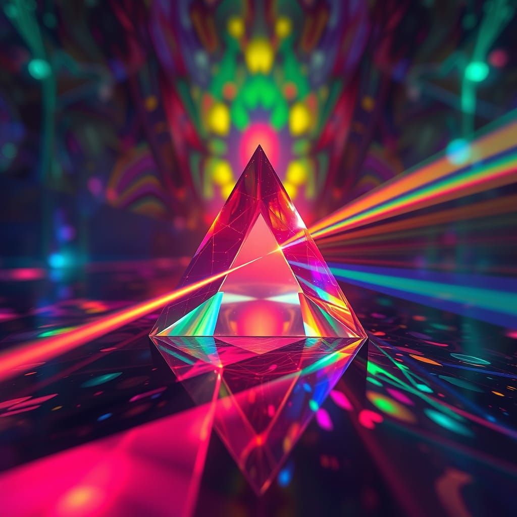 Prism Refracts Light: Surreal Kaleidoscope of Colors