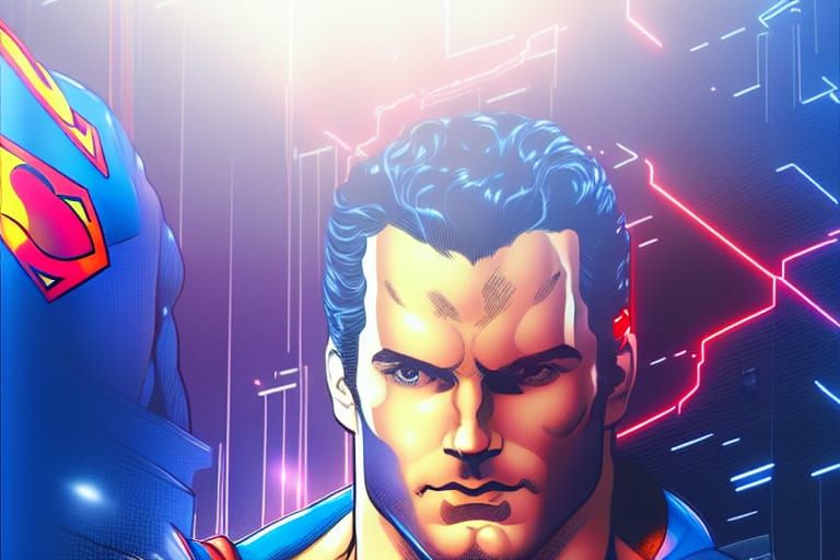 Cyberpunk Superman in Year 2050, Neon Art