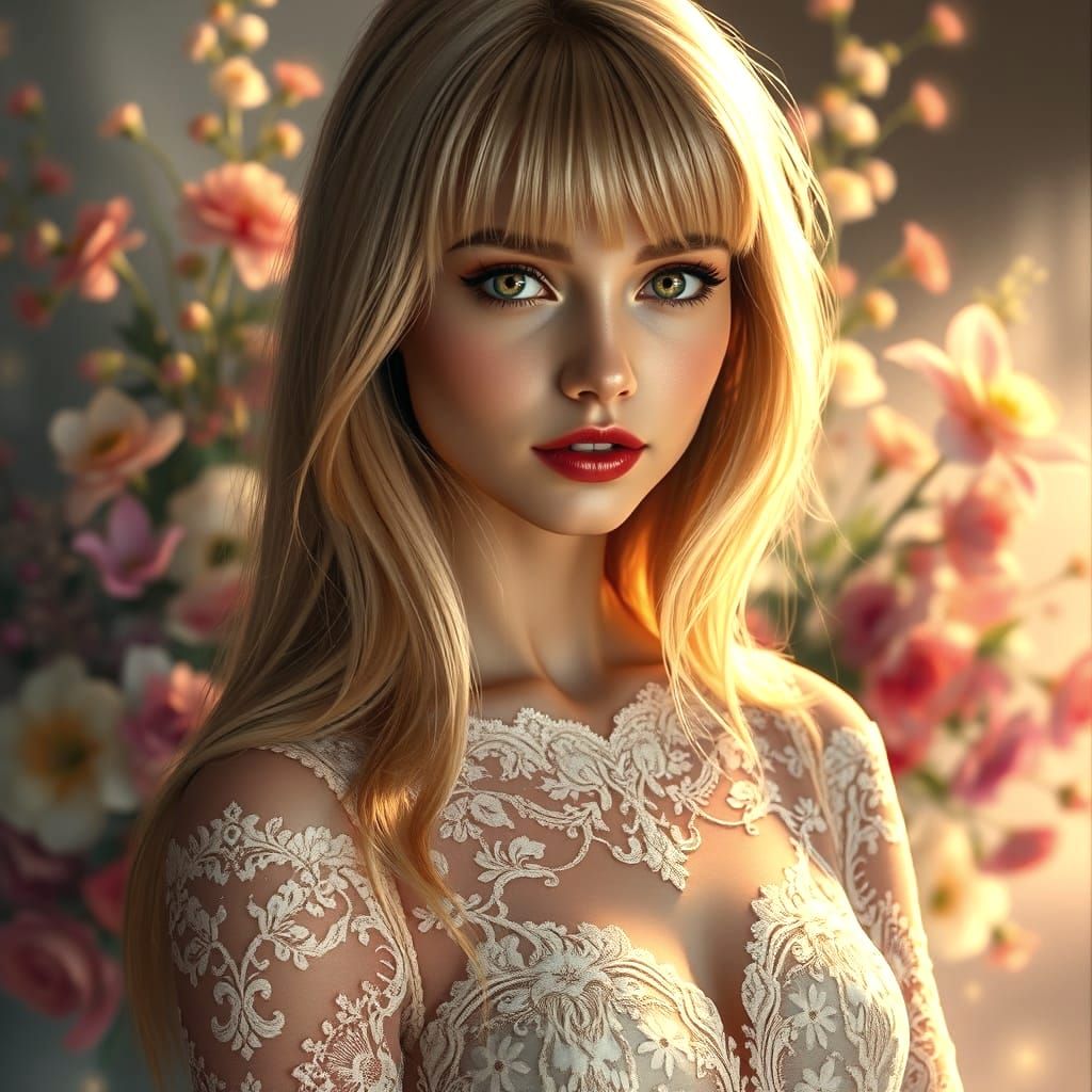 Ethereal Beauty in Vibrant Acrylic Painting