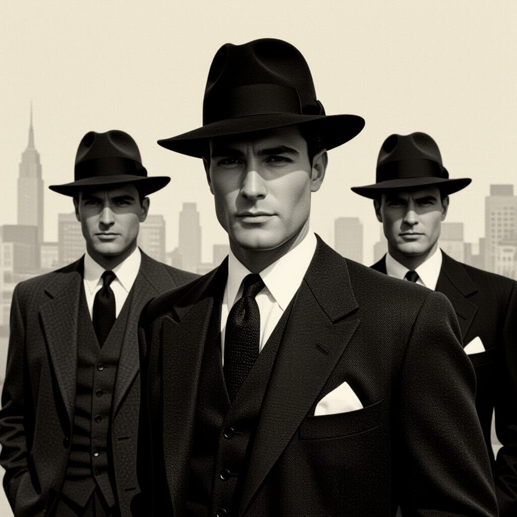Vintage Men in Suits, Film Noir Style
