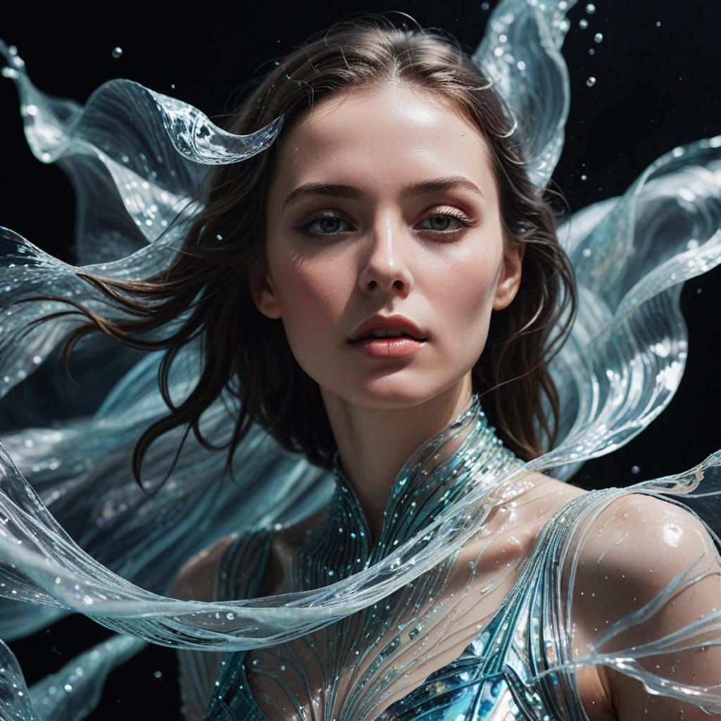 Elegant Woman in Opalescent Mist