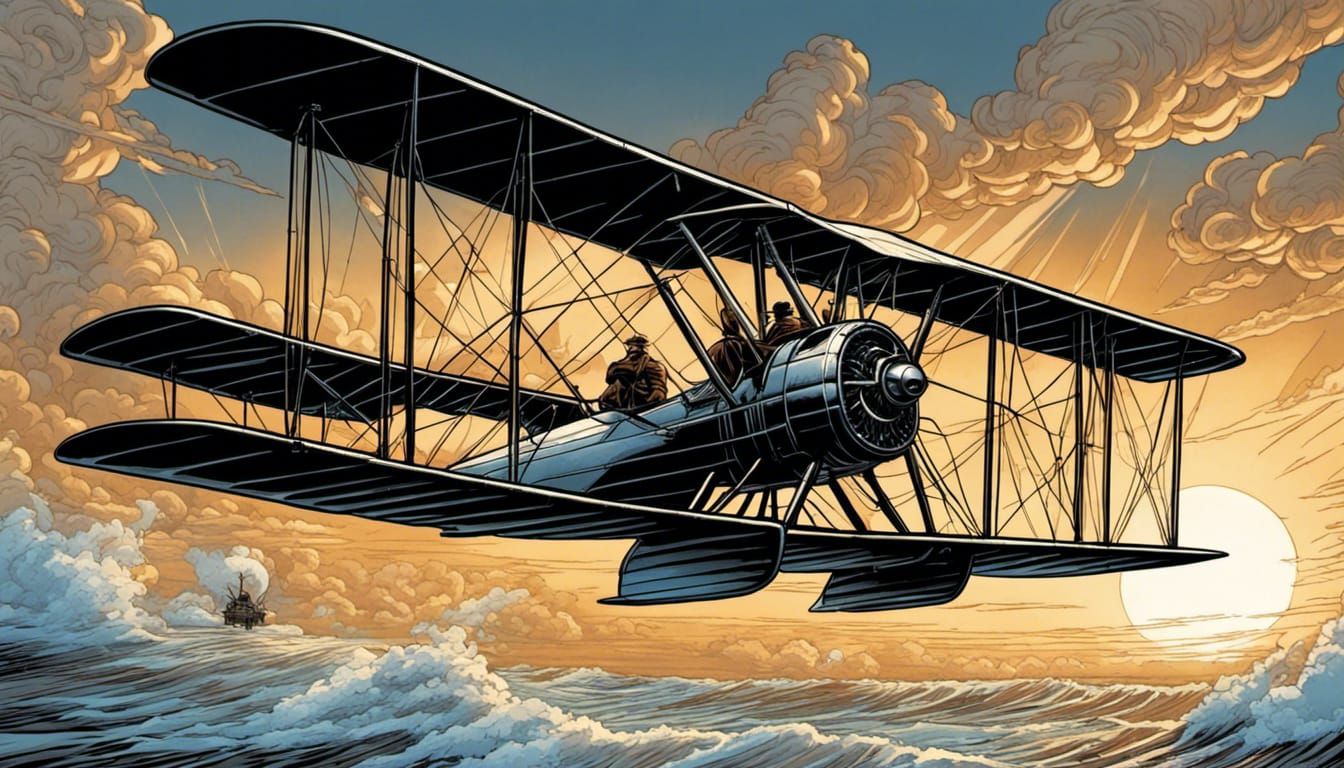 Wright Brothers Airplane in Comic Book Art