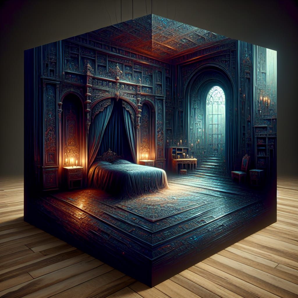 Ominous Bed in Fantastical Style Digital Painting