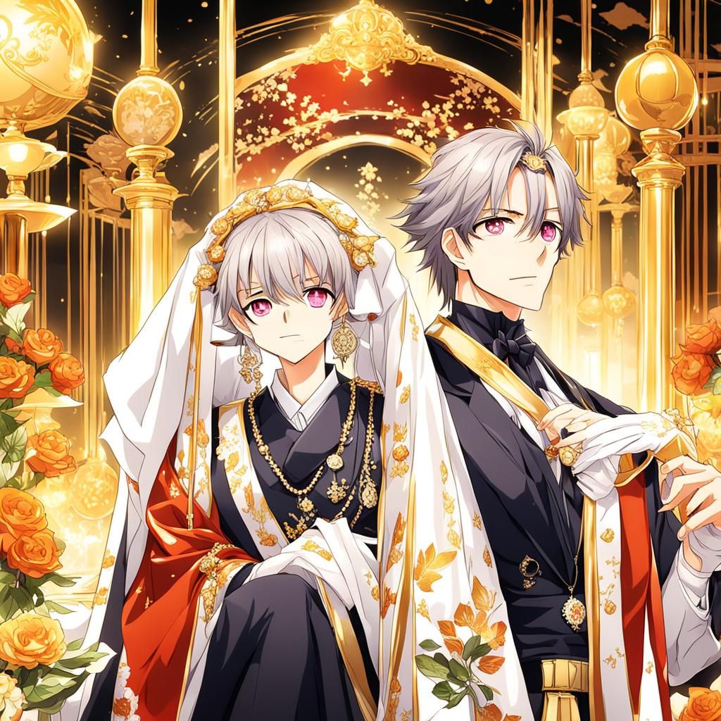 Rich Girl and Husband in Anime Style