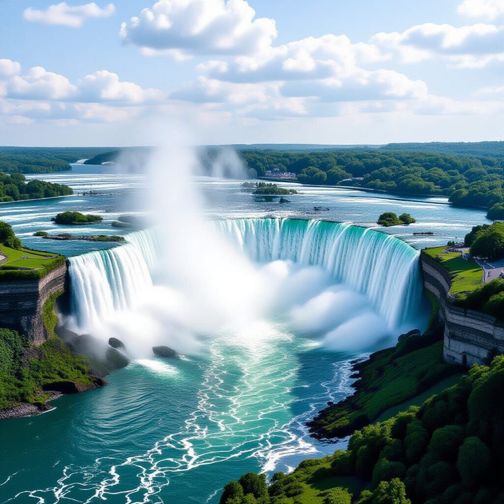 Niagara Falls Bird's-Eye View in Cinematic Style