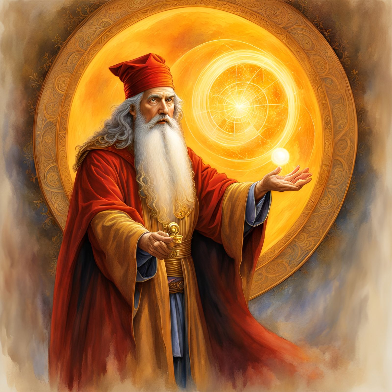 Merlin the Magician in Radiant Golden Light