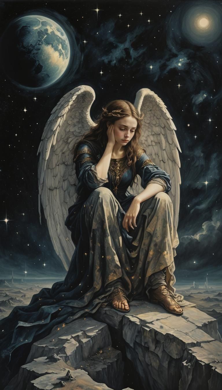 Dark Renaissance: Winged Woman on Alien World