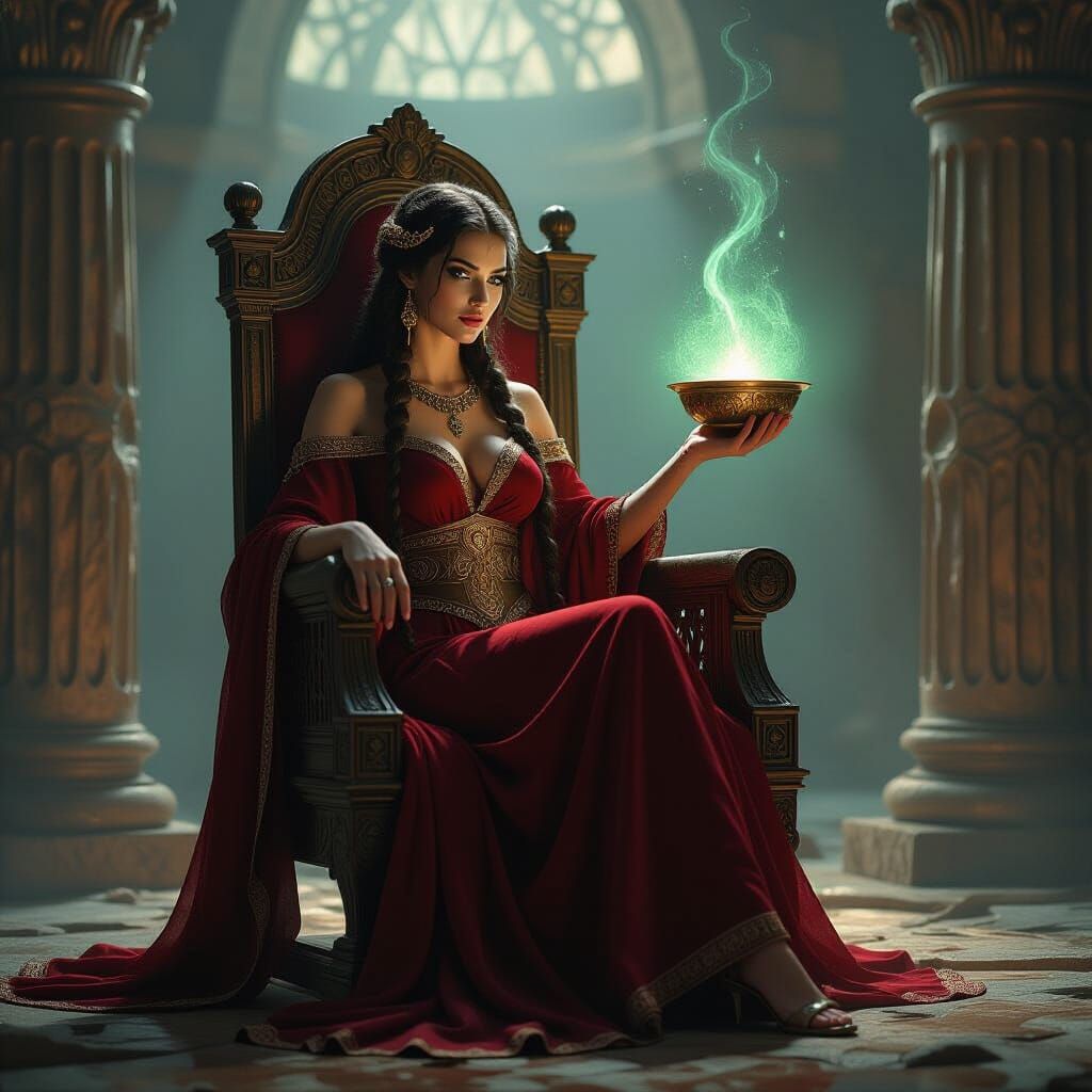 Circe's Cosmic Spell: A Greek Myth Scene