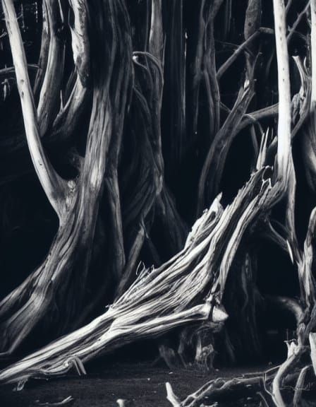 Desolate Dead Forest in Stark Black and White