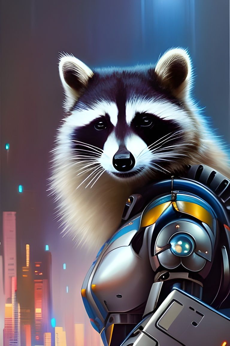 Cyber-Raccoon Lady