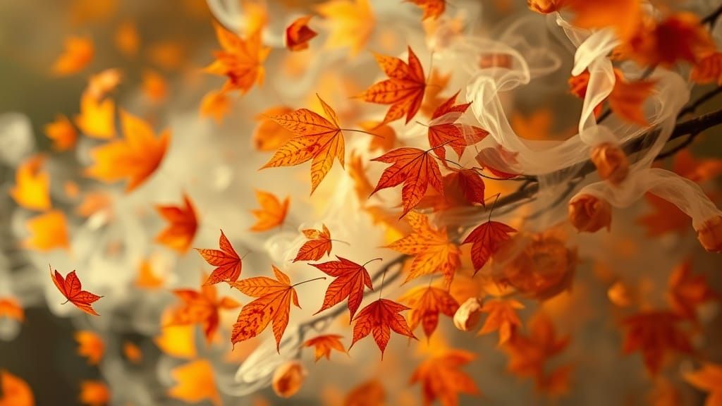 Whirling Autumn Leaves in a Burton-esque Painting