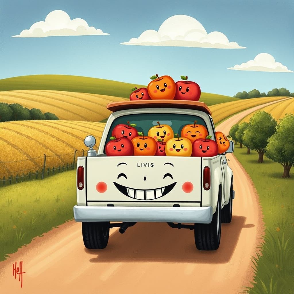 Whimsical Truck Delivers Happy Apples