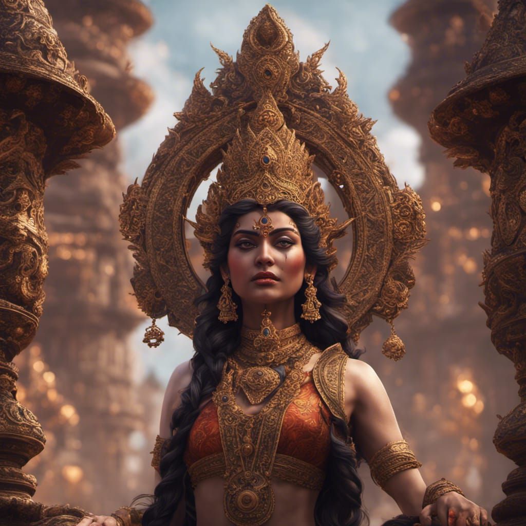 Detailed Hindu Devi Digital Painting