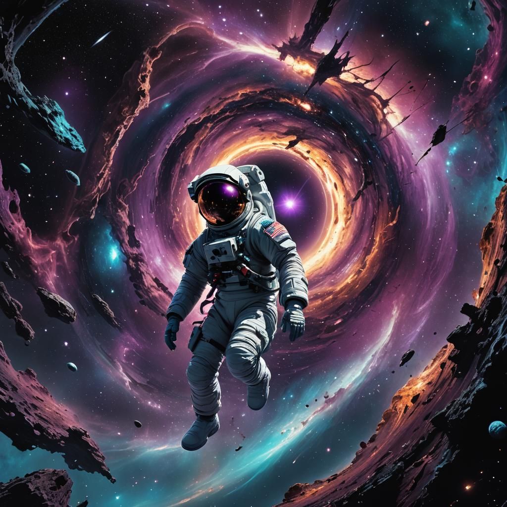 Astronaut's Cosmic Journey to a Black Hole