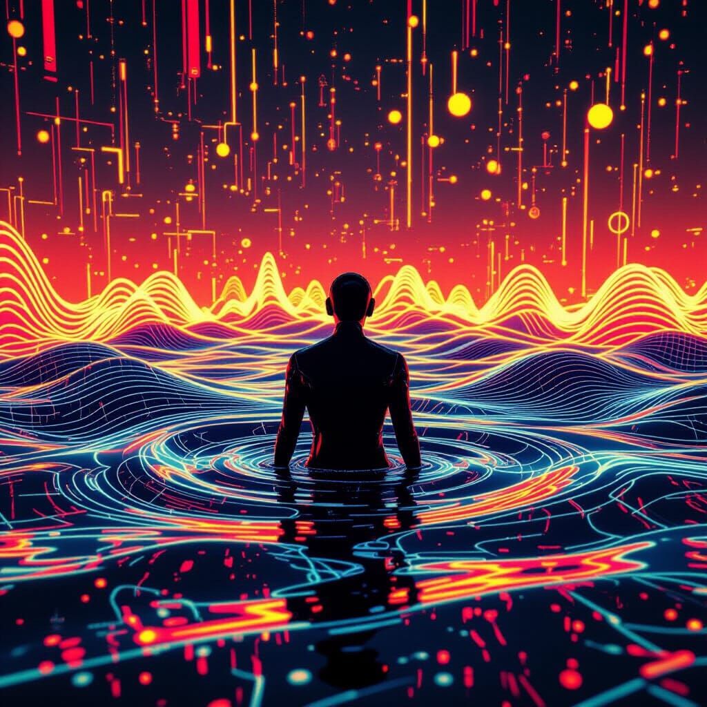 Psychedelic Ocean of Electronic Music in Digital Painting St...