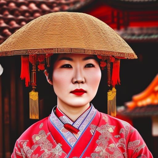 Hyperrealistic Chinese Women in Kimono, Classic Art