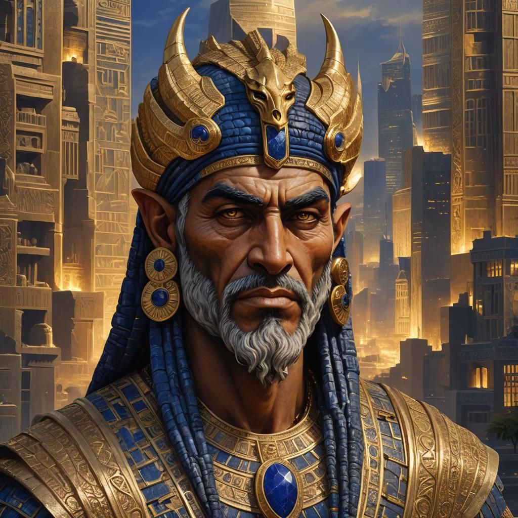 Babylonian Royal Demon Amidst Modern Metropolis